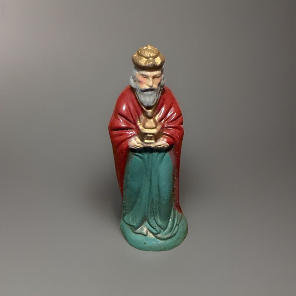 Vintage Nativity Set Wiseman Chalkware Plaster